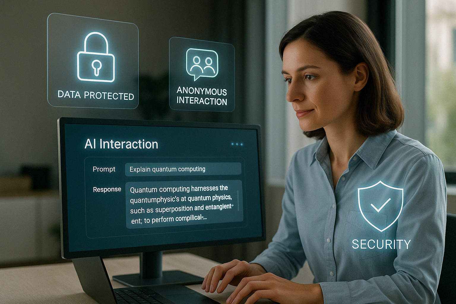 Visual representation of data privacy and AI interaction security