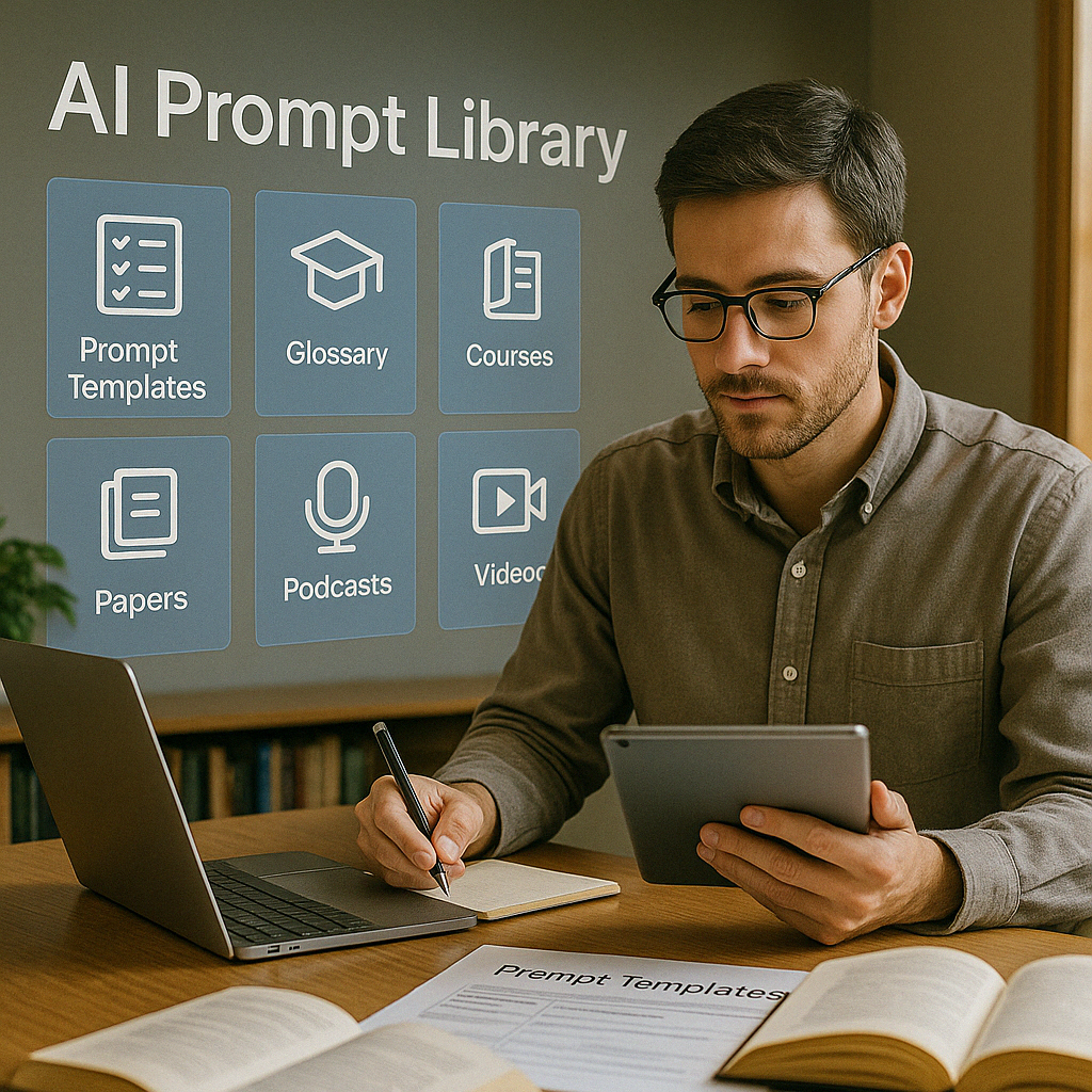 Visual dashboard of resources for AI prompt engineering